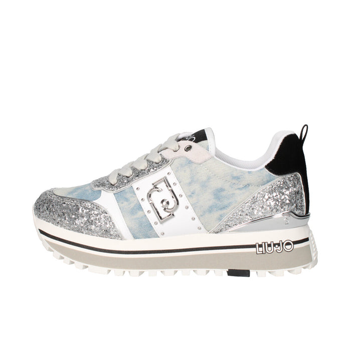 LIU JO SNEAKERS Donna MAXI WONDER S3178 DENIM E ARGENTO