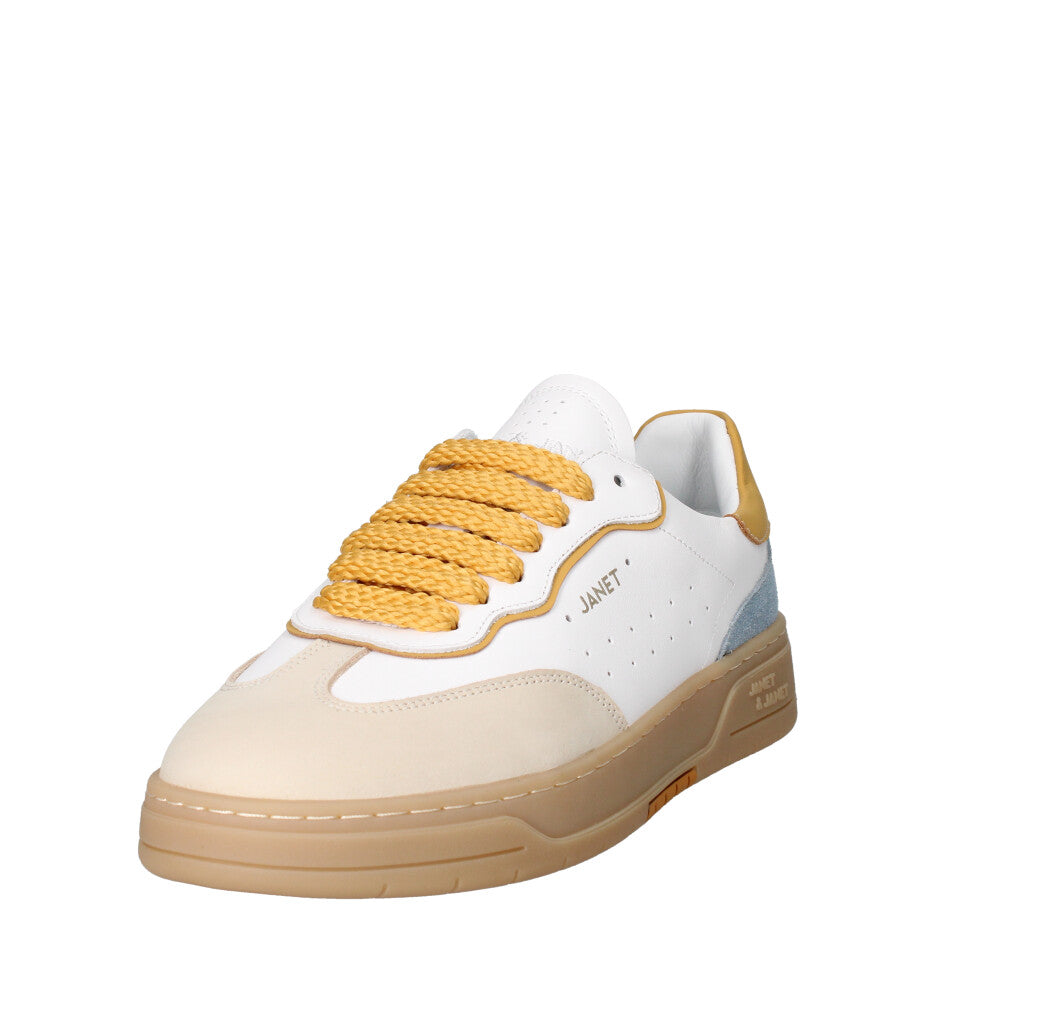 JANET & JANET SNEAKERS Donna J-091A BIANCO BEIGE E CIELO
