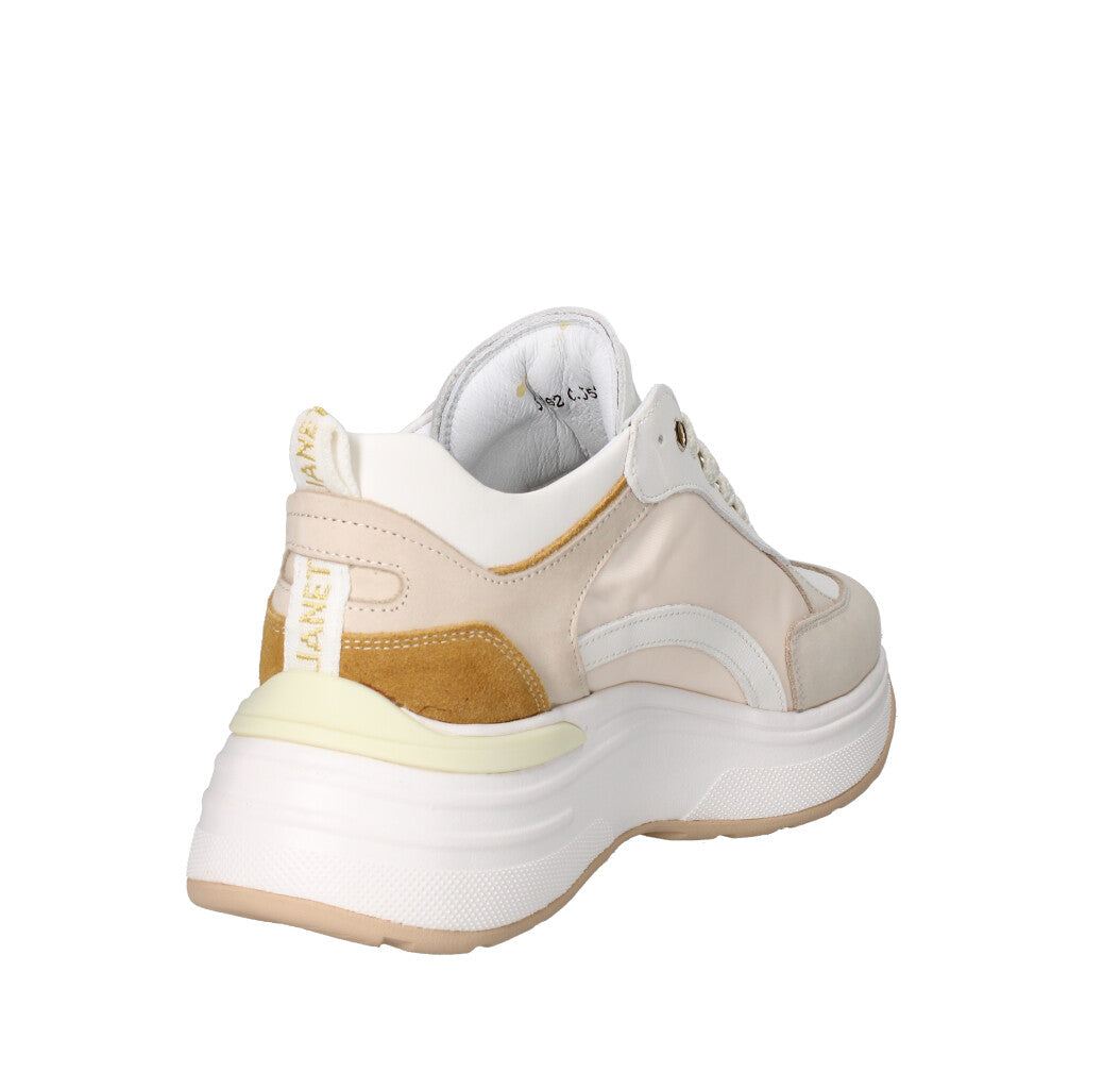 JANET & JANET SNEAKERS Donna J-062A BEIGE NUDE E SENAPE