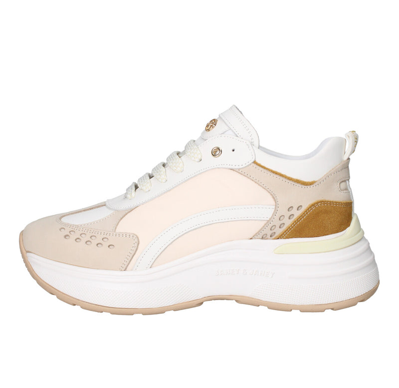 JANET & JANET SNEAKERS Donna J-062A BEIGE NUDE E SENAPE