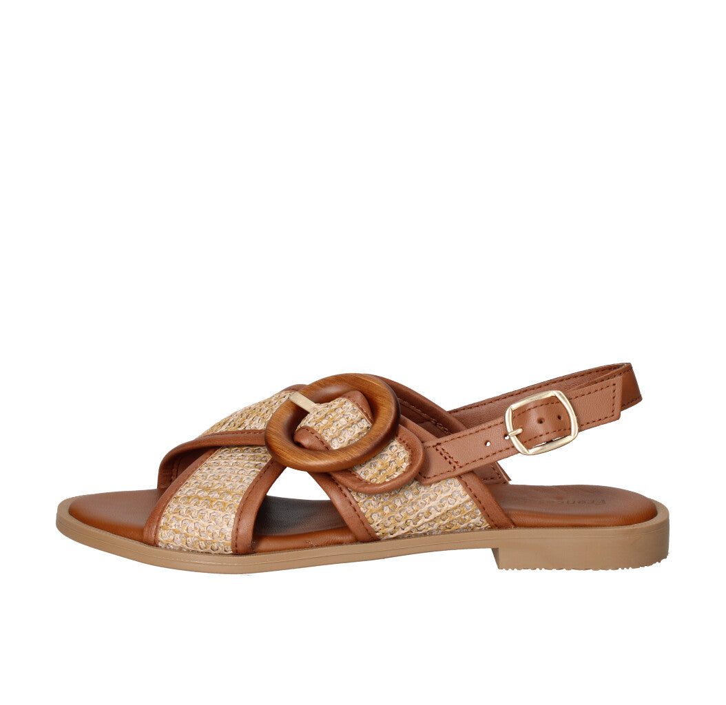 FRANCESCO BRUNELLI SANDALO Donna BO5308 NATURALE E CUOIO