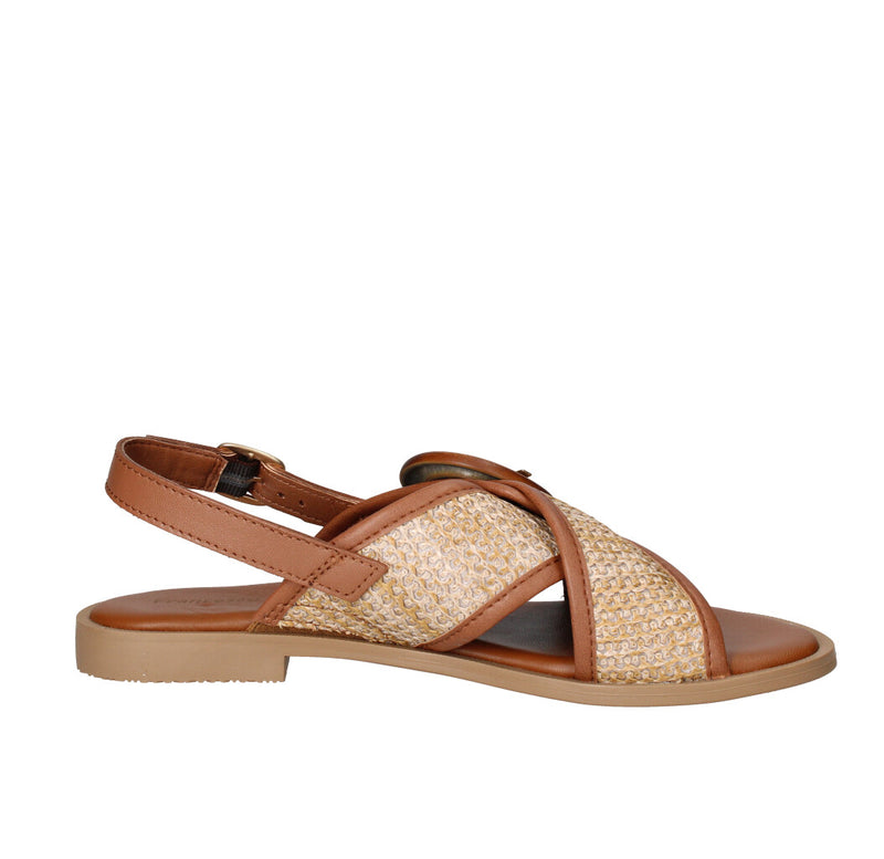 FRANCESCO BRUNELLI SANDALO Donna BO5308 NATURALE E CUOIO