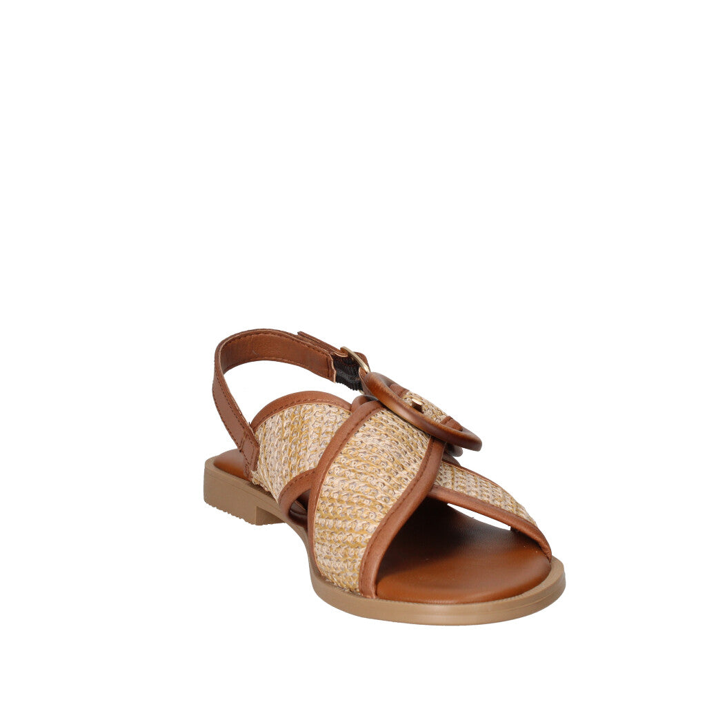 FRANCESCO BRUNELLI SANDALO Donna BO5308 NATURALE E CUOIO