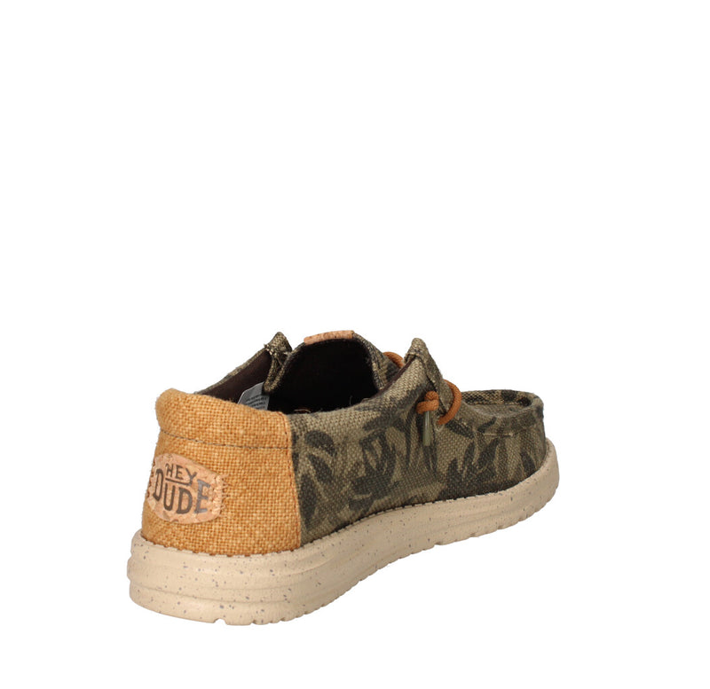 HEY DUDE SNEAKERS  WALLY PALM JUTE OLIVE/GINGER BROWN