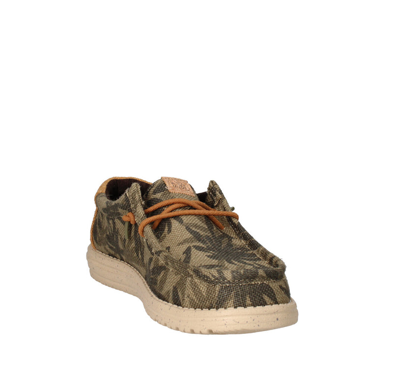 HEY DUDE SNEAKERS  WALLY PALM JUTE OLIVE/GINGER BROWN