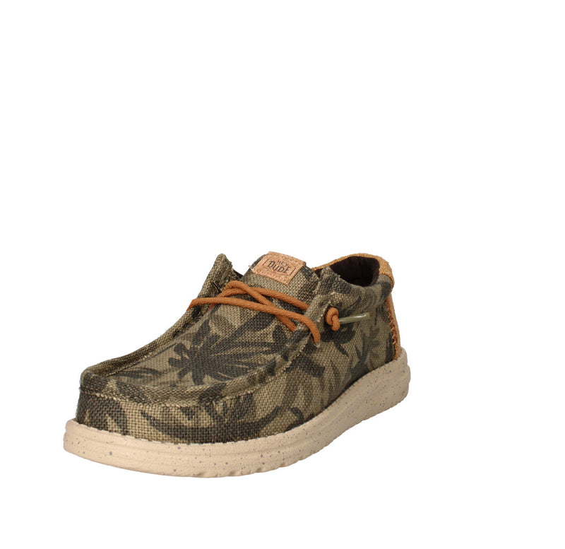 HEY DUDE SNEAKERS  WALLY PALM JUTE OLIVE/GINGER BROWN