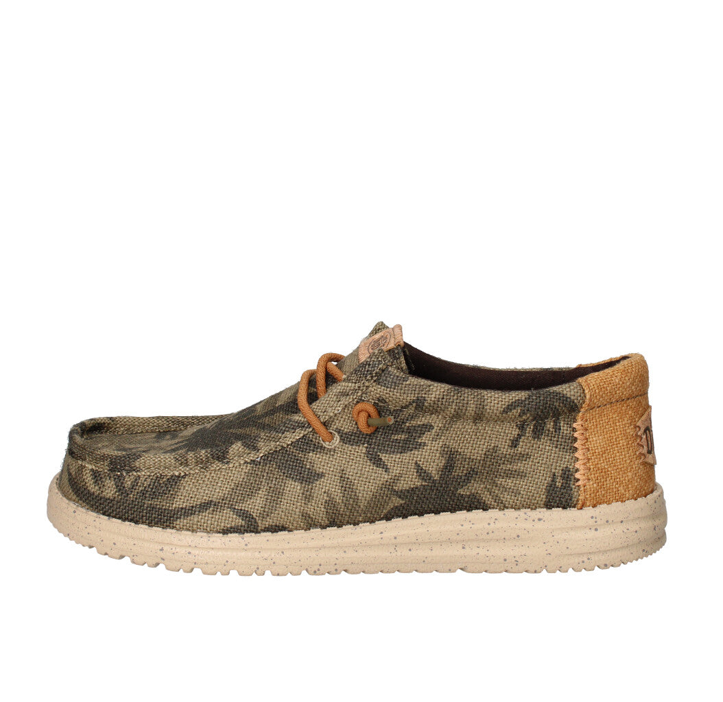 HEY DUDE SNEAKERS  WALLY PALM JUTE OLIVE/GINGER BROWN