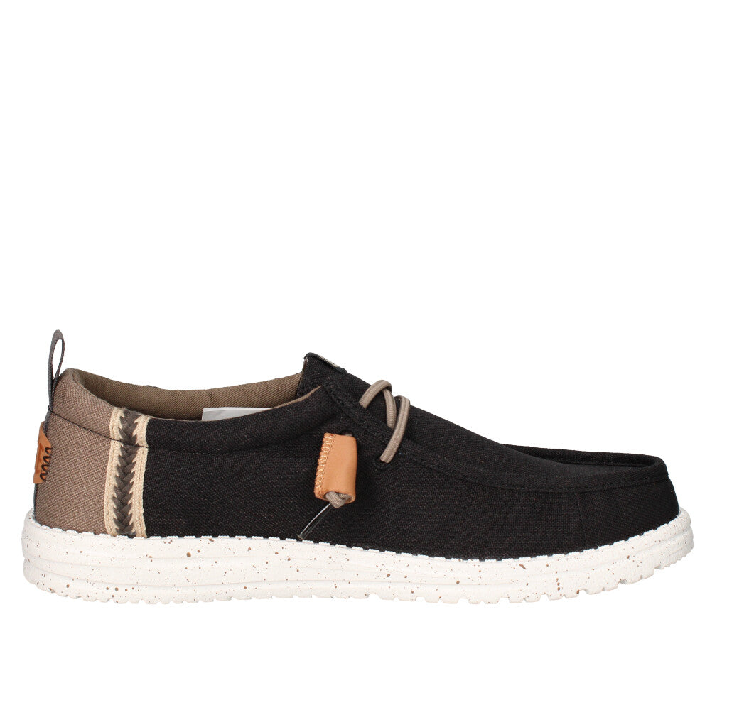 HEY DUDE SNEAKERS  WALLY CRAFT LINEN NERO