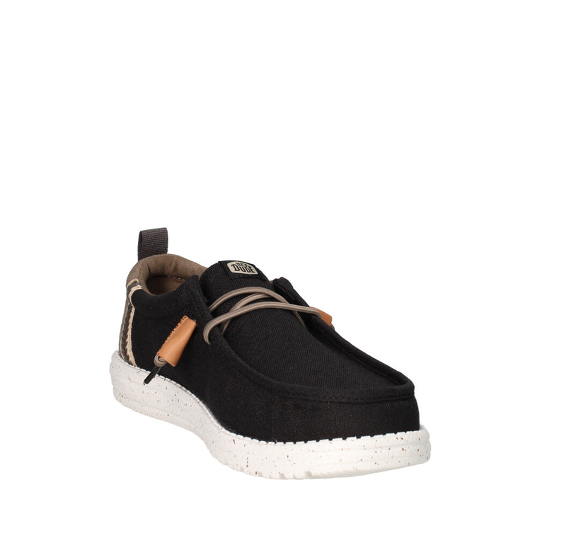 HEY DUDE SNEAKERS  WALLY CRAFT LINEN NERO