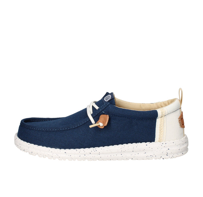 HEY DUDE SNEAKERS  WALLY CRAFT LINEN BLU