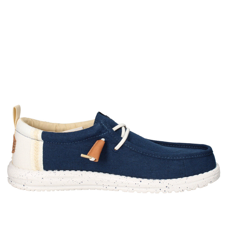 HEY DUDE SNEAKERS  WALLY CRAFT LINEN BLU