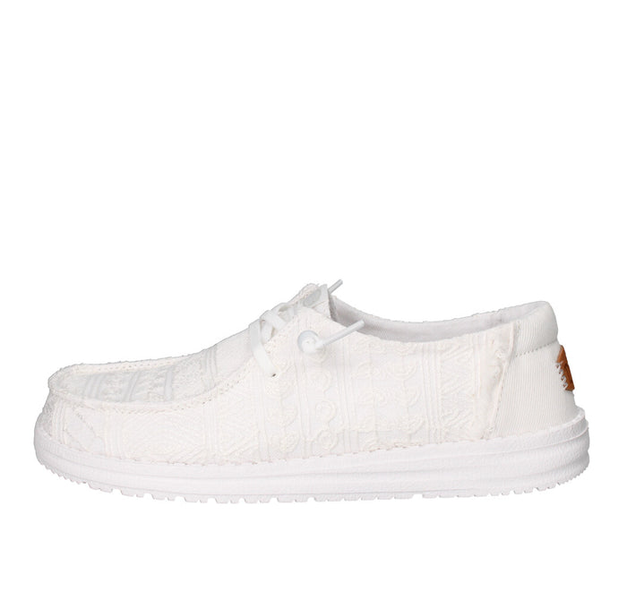HEY DUDE SNEAKERS Donna WENDY CROCHET LACE BIANCO