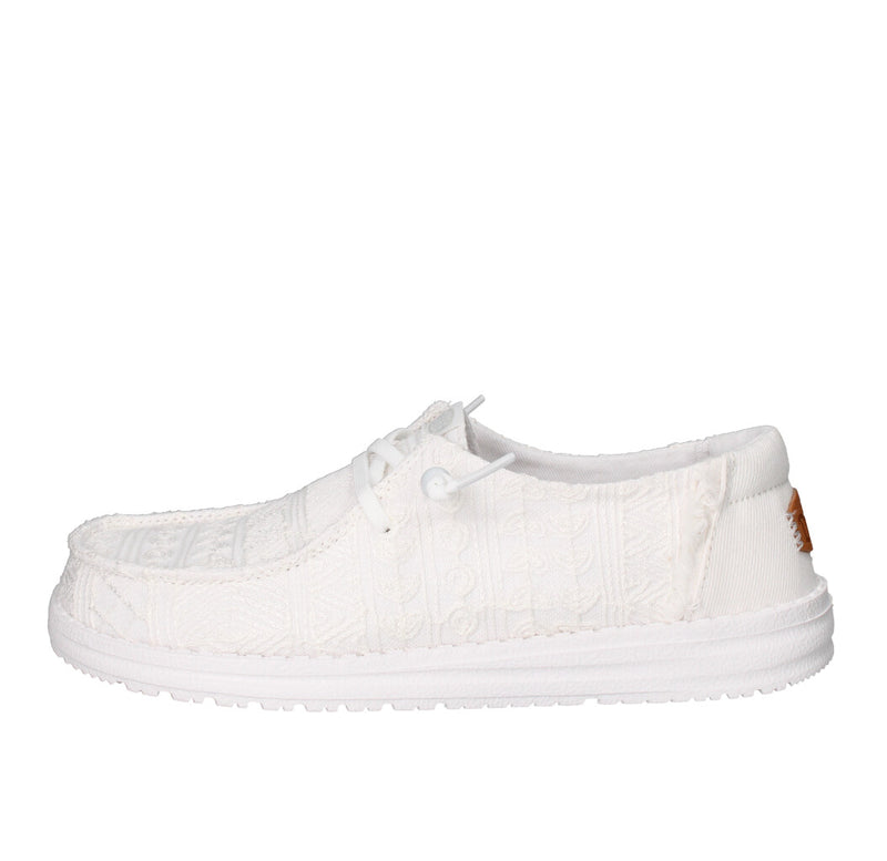 HEY DUDE SNEAKERS Donna WENDY CROCHET LACE BIANCO