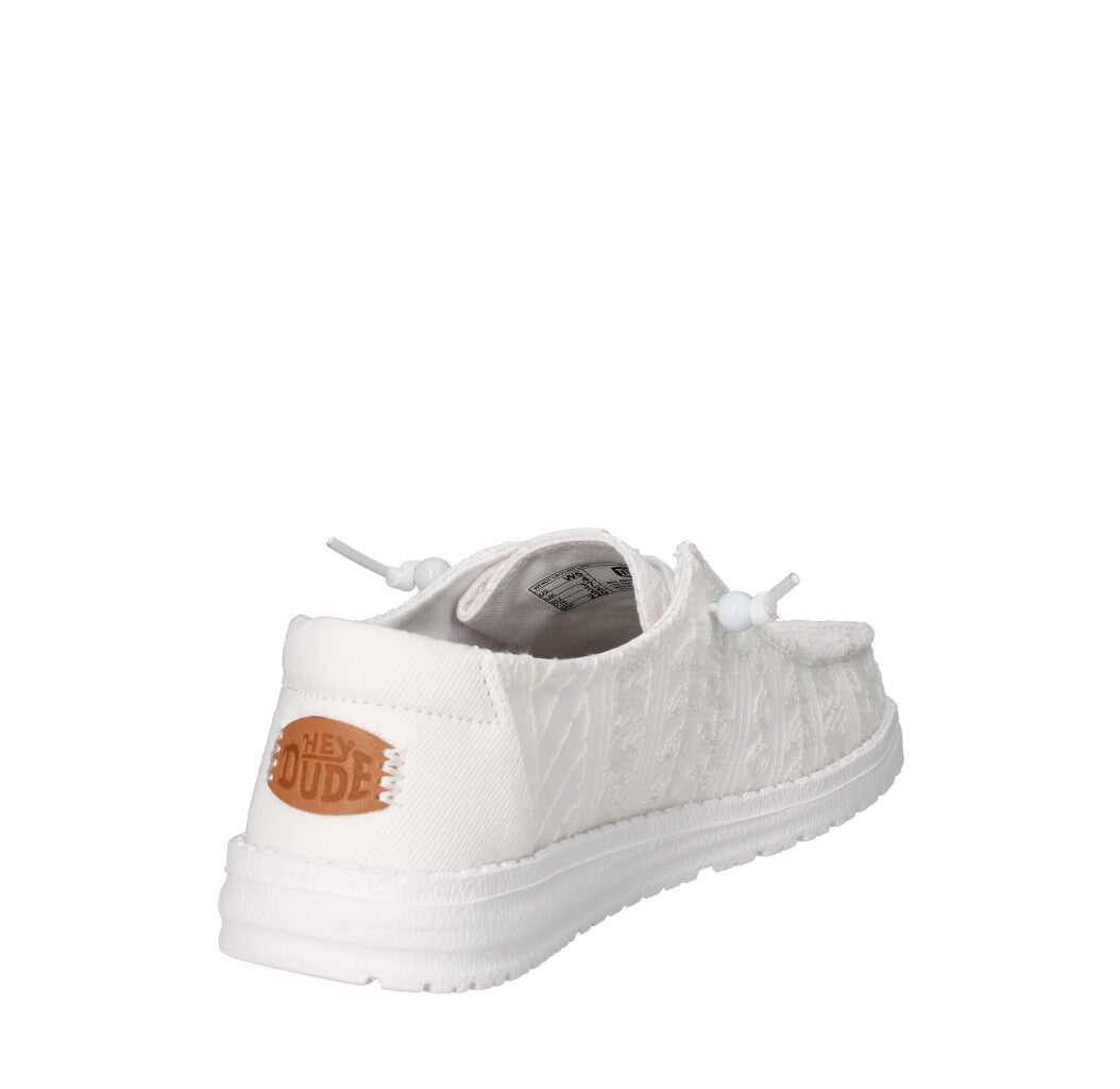 HEY DUDE SNEAKERS Donna WENDY CROCHET LACE BIANCO