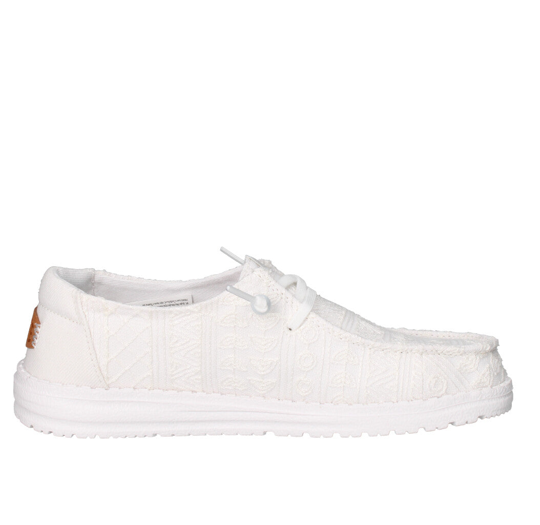 HEY DUDE SNEAKERS Donna WENDY CROCHET LACE BIANCO