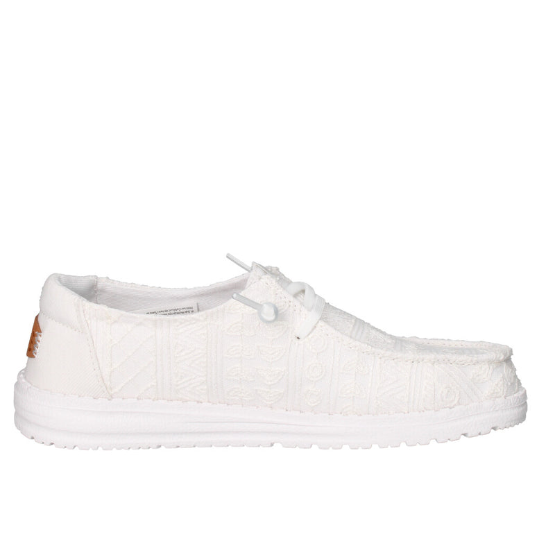 HEY DUDE SNEAKERS Donna WENDY CROCHET LACE BIANCO