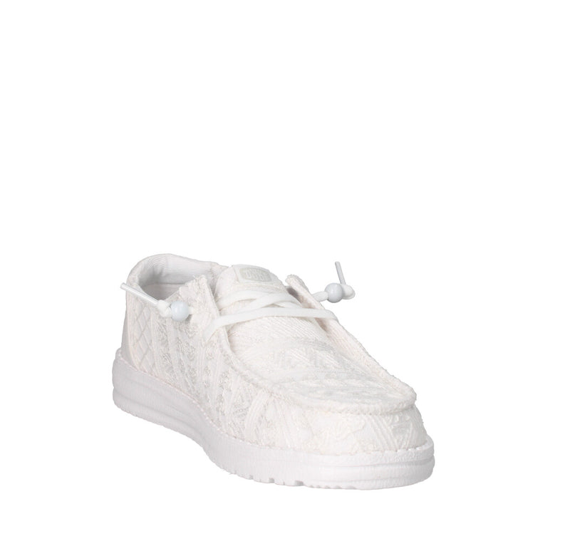 HEY DUDE SNEAKERS Donna WENDY CROCHET LACE BIANCO
