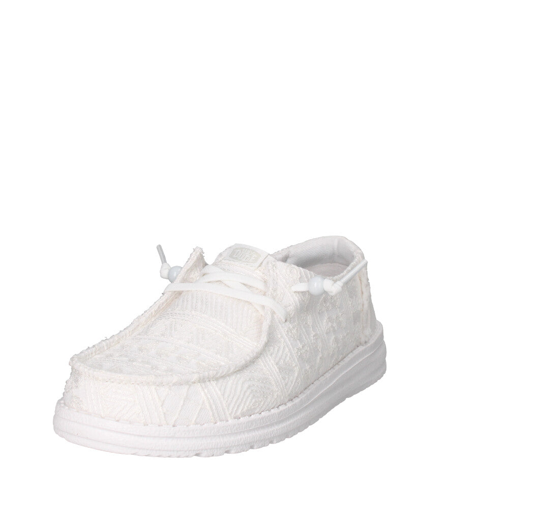 HEY DUDE SNEAKERS Donna WENDY CROCHET LACE BIANCO