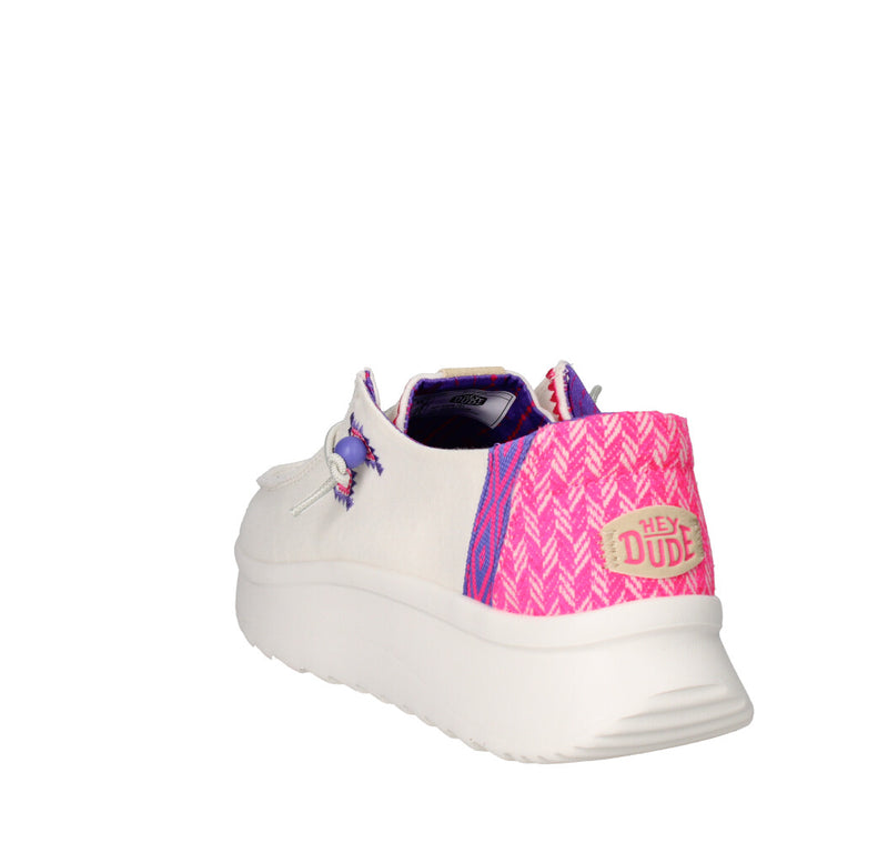 HEY DUDE MOCASSINO Donna WENDY PEAK CHAMBRAY WHITE PINK