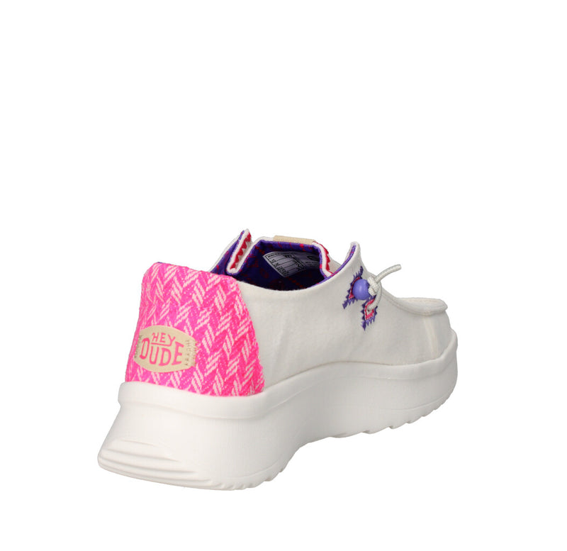 HEY DUDE MOCASSINO Donna WENDY PEAK CHAMBRAY WHITE PINK