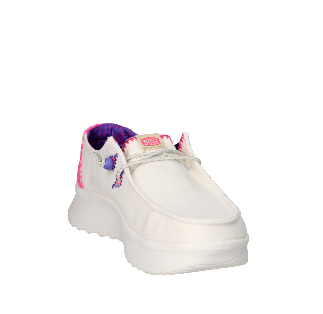 HEY DUDE MOCASSINO Donna WENDY PEAK CHAMBRAY WHITE PINK