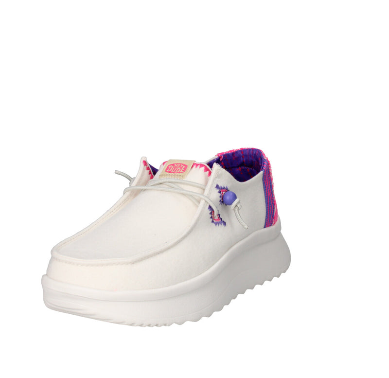 HEY DUDE MOCASSINO Donna WENDY PEAK CHAMBRAY WHITE PINK