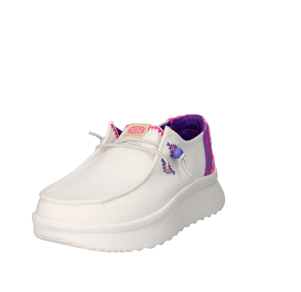 HEY DUDE MOCASSINO Donna WENDY PEAK CHAMBRAY WHITE PINK