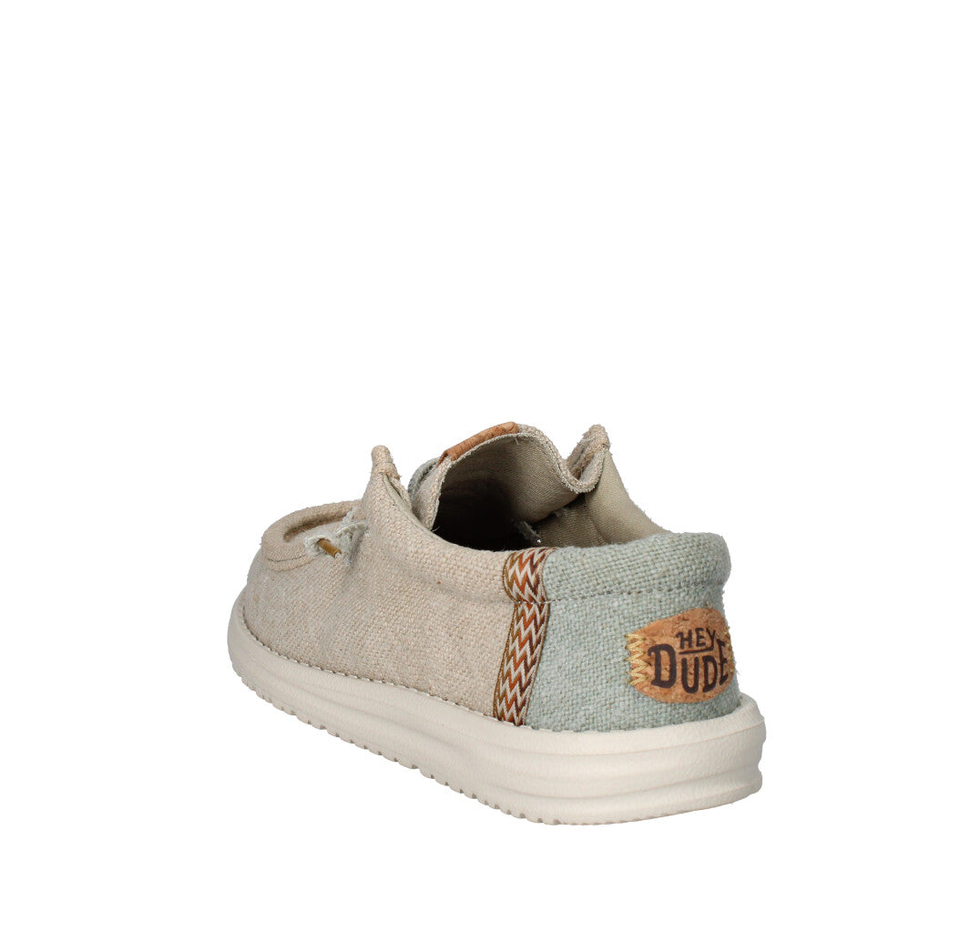 HEY DUDE MOCASSINO  WALLY JUTE STONE GREY ICEBERG GREEN