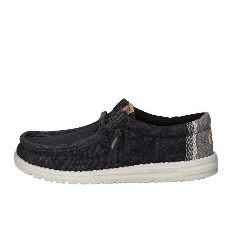 HEY DUDE MOCASSINO  WALLY JUTE NERO GRIGIO