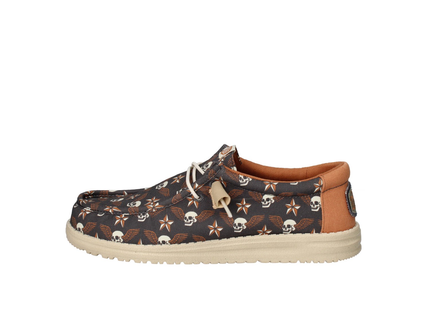 Hey Dude Wally Stars N Skulls Black/tan Disegno Teschi Scarpe Uomo Mocassino